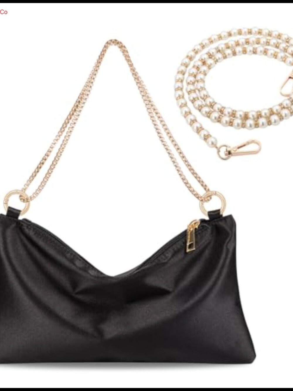 Satin Evening Clutch Purse with 2 Detachable Chains for Wedding Formal Party